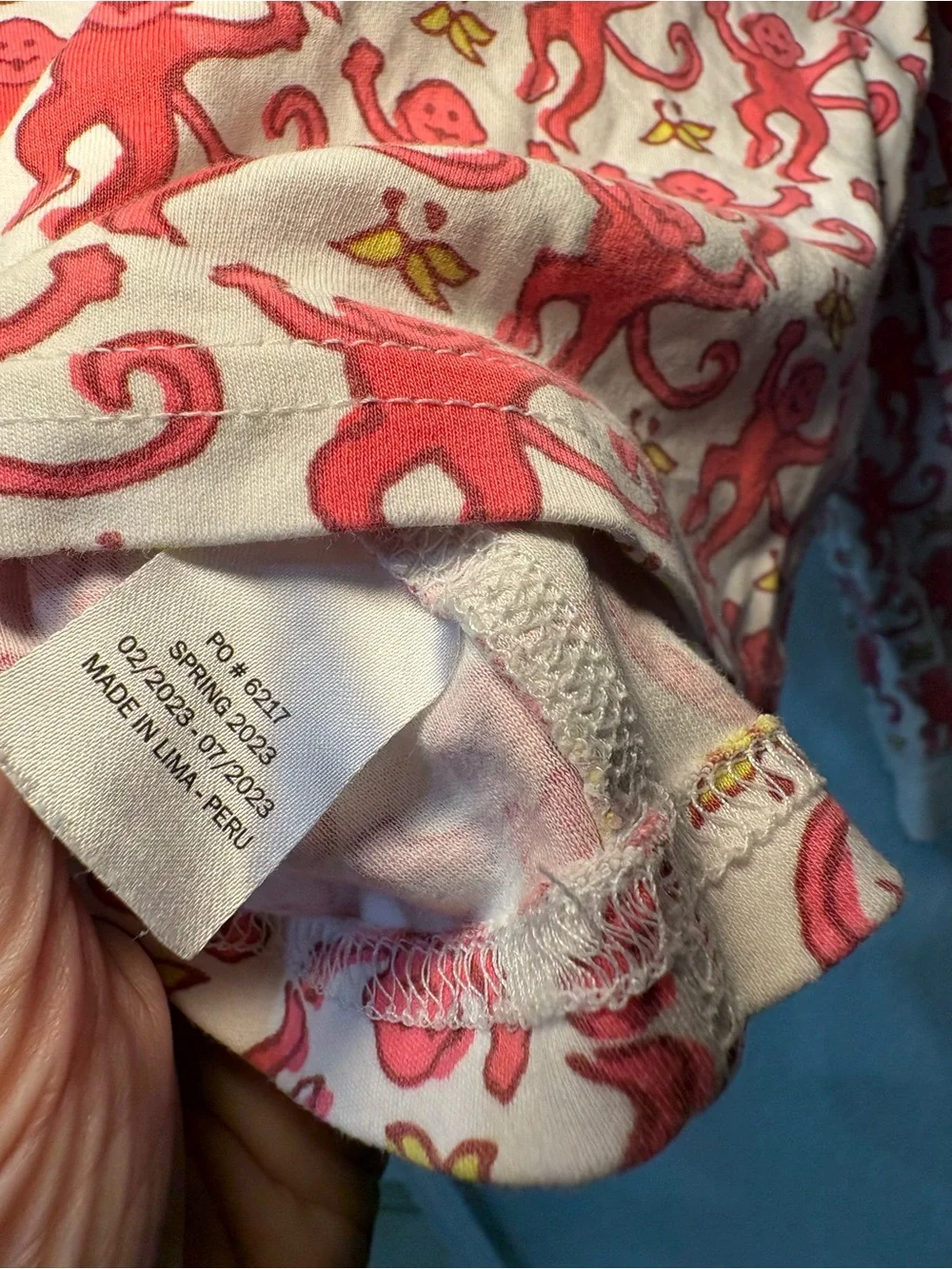 Roller Rabbit Kid’s Pajama Set PINK  Monkey Size 6 Pima Cotton Made In PERU